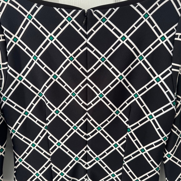 WHITE HOUSE BLACK MARKET Dress Black Plaid-Green Womans-3/4" sleeves-lined- sz 2 - Picture 9 of 11